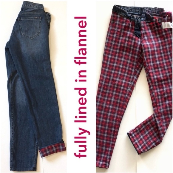 Eddie Bauer Buffalo Plaid Flannel lined Boyfriend Jean Size 2 - Picture 2 of 7
